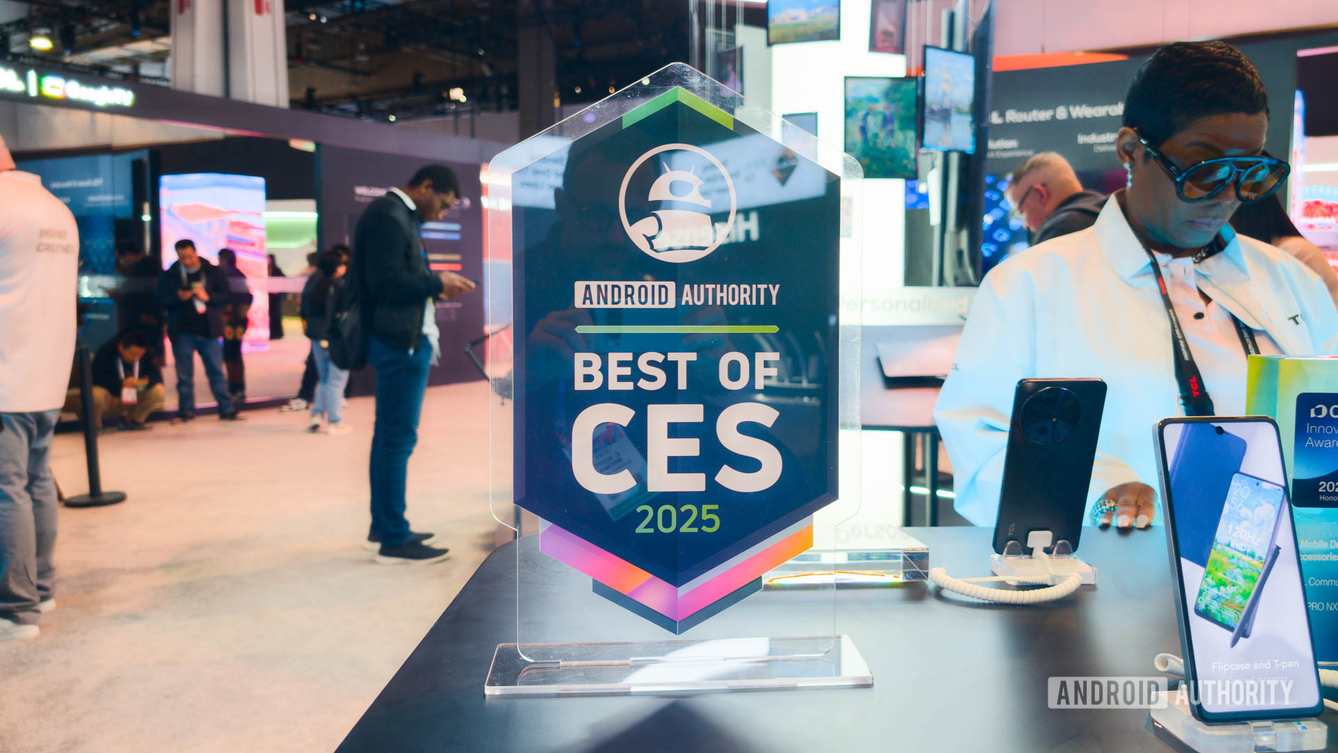 Android Authority Best of CES 2025 Award on table with smartphones (1 of 1)