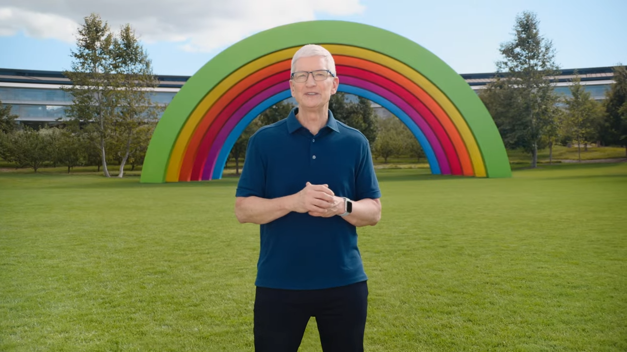 Apple CEO Tim Cook outside at Apple HQ, where WWDC 2025 will be held