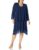 S.L. Fashions Women’s Two-Piece Dress with Long-Sleeve Embellished Jacket, Navy, 18