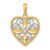 14k Two tone Gold Fashion Love Heart Pendant Necklace With Flower and White Beaded Filigree Center Measures 22.33×17.5mm…