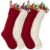 NEWBEA 4 Pack 18 Inches Christmas Stockings, Christmas Stocking Set Double -Sided Large Cable Knitted Stocking Decorations for Family Holiday Christmas,Ivory White and Burgundy Red