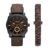 Fossil Men’s Machine Quartz Stainless Steel Chronograph Watch and Bracelet Set, Color: Black, Dark Brown (Model: FS5251SET)