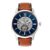 Fossil Men’s Townsman Automatic Stainless Steel and Leather Three-Hand Skeleton Watch, Color: Silver, Luggage (Model: ME3154) 48mm