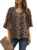 Ecrocoo Women’s Leopard Print Bell Sleeve V-Neck Summer Blouse, Casual Office Tunic Top, XL