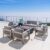 Christopher Knight Home Cape Coral Outdoor Set of Club Chairs with 3 Seater Loveseat and Firepit, 4-Pcs Set, Khaki / Dark Grey