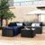 GAOPAN 6 Piece Outdoor Patio All-Weather PE Rattan Couch Modular Conversation Sectional Furniture Sets, Garden Wicker Sofa with Glass Top Coffee Table & Thick Removable Cushion, Black+Grey, 1