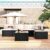 HUIJU 6-Piece Outdoor Furniture Sectional Sofa Chair Set with PE Rattan, Patio Garden, Removable, Black Wicker, Beige Cushion