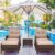 Shintenchi Outdoor Furniture 5 Pieces Set,All Weather PE Wicker Rattan Patio Conversation Set with Cushioned Patio Chairs, Ottoman Set,Glass Side Table for Lawn Pool Balcony